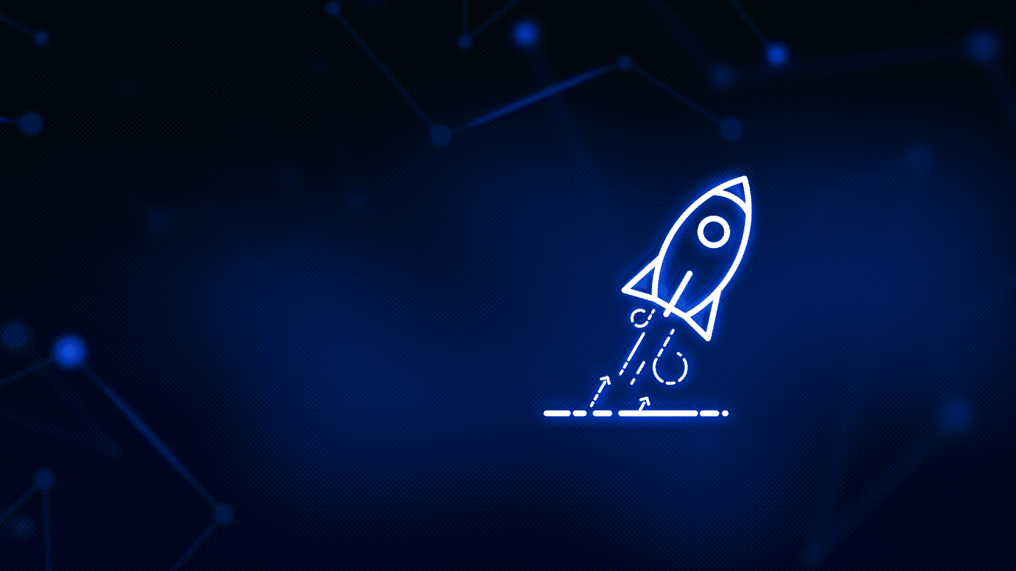 Illustration einer Rakete beim Start – Symbol für den Start eines StartUps.